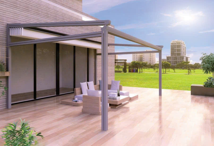 mái che tự động hệ PVC và lam nhôm